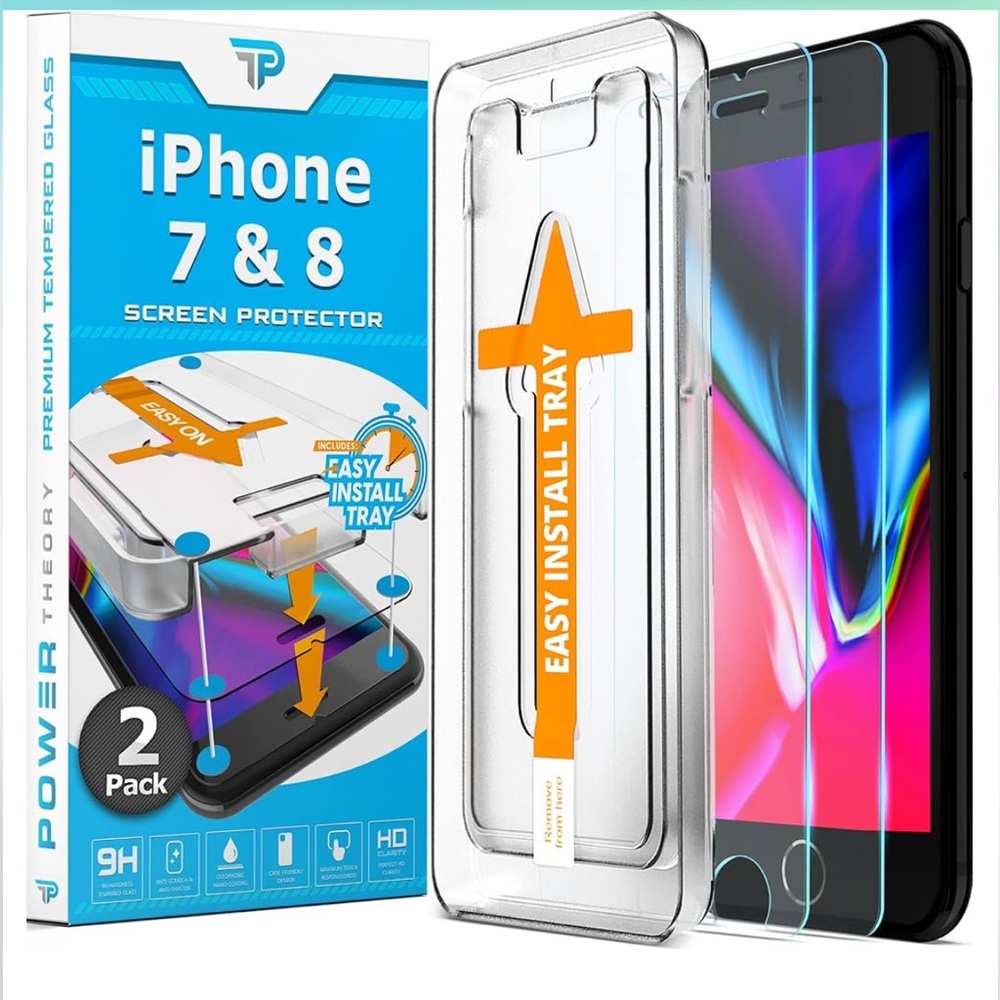 Tempered glass screen protectors for iPhone 7/8. 2 pack.